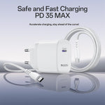 Yesido YC107 PD35W USB-C / Type-C 單接口快充套裝，附 Type-C 轉 Type-C 線，YC107