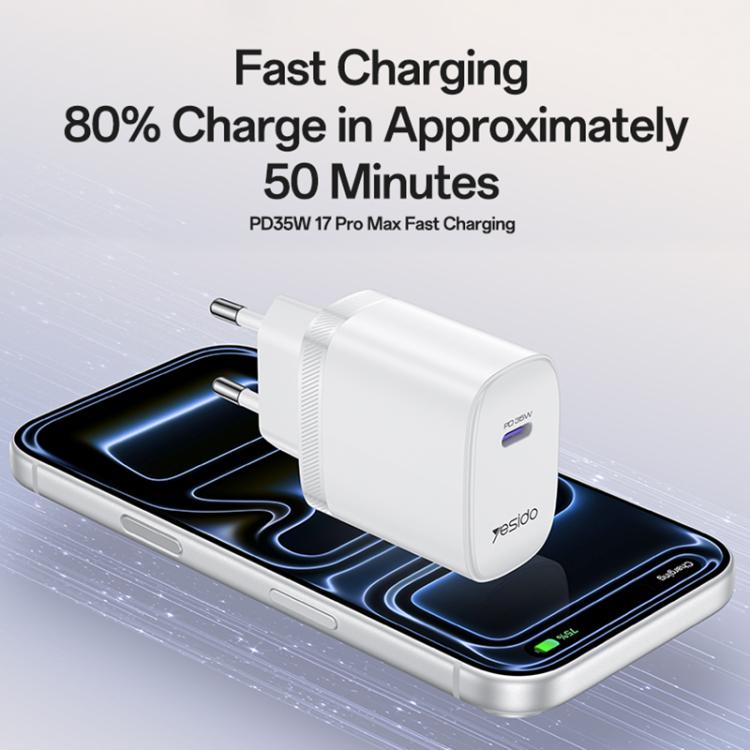 Yesido YC107 PD35W USB-C / Type-C 單接口快充套裝，附 Type-C 轉 Type-C 線，YC107