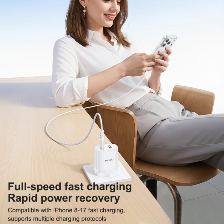Yesido YC152 PD20W USB-C / Type-C 與 QC18W USB-A 雙接口充電器套裝，附 Type-C 轉 Type-C 線，YC152