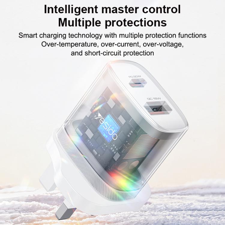 Yesido YC152 PD20W USB-C / Type-C 與 QC18W USB-A 雙接口充電器套裝，附 Type-C 轉 Type-C 線，YC152