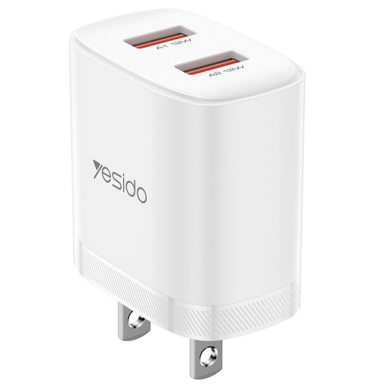 Yesido YC17U 12W 2.4A USB 雙埠充電器組合，附 1m USB 轉 Type-C 數據線，YC17U