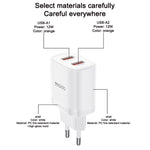 Yesido YC104 12W 2.4A USB 雙埠充電器組合，附 1m USB 轉 Type-C 數據線，YC104