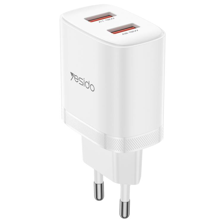 Yesido YC104 12W 2.4A USB 雙埠充電器組合，附 1m USB 轉 Type-C 數據線，YC104