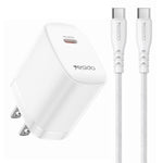 Yesido YC18U PD20W Type-C 充電器組合，附 1m Type-C 轉 Type-C 數據線，YC18U