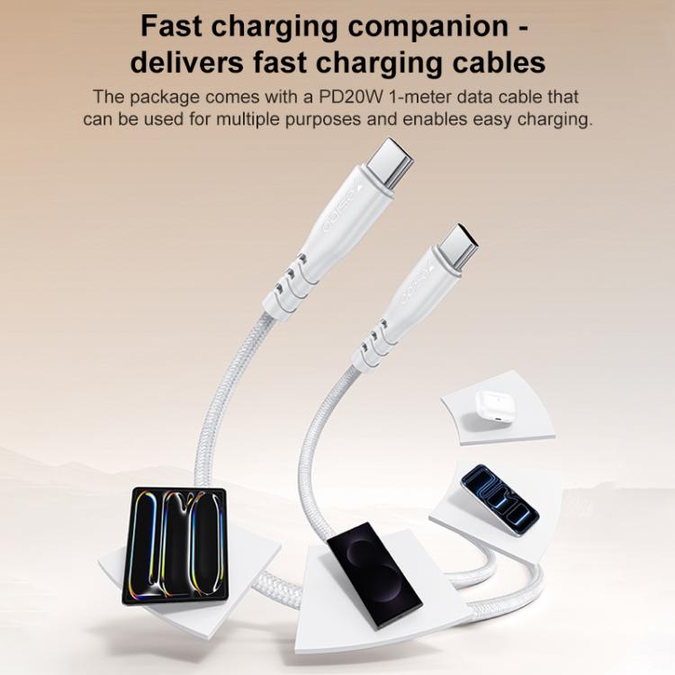 Yesido YC151 PD20W Type-C 充電器組合，附 1m Type-C 轉 Type-C 數據線，YC151