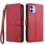 AZNS A2 Series Tri-Card Wallet RFID Vegan Leather Phone Case with Strap, For iPhone 13 Pro, For iPhone 13, For iPhone 12, For iPhone 12 Pro Max, For iPhone 12 Pro, For iPhone 11 Pro Max, For iPhone 11, For iPhone 11 Pro