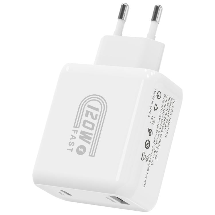 HX119 120W USB 與 Type-C 雙介面快速充電器，歐規插頭、英規插頭、美規插頭