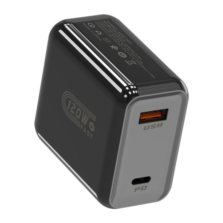 HX119 120W USB 與 Type-C 雙介面快速充電器，歐規插頭、英規插頭、美規插頭