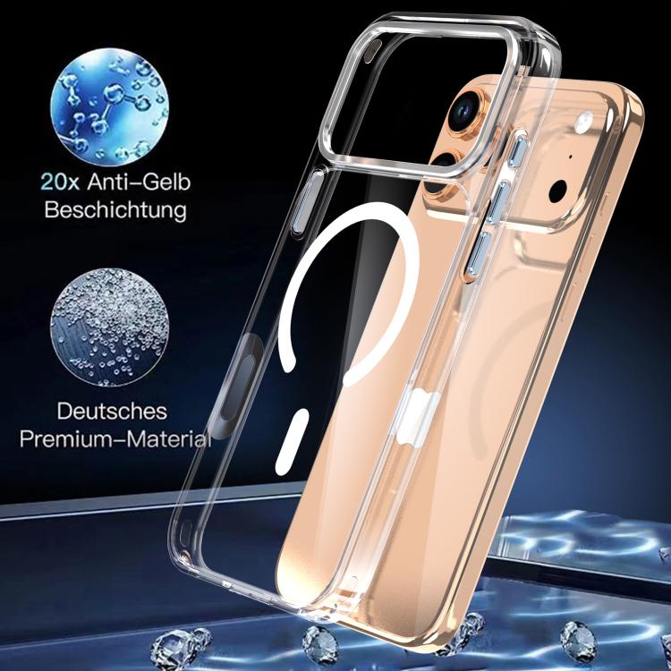 水晶透明磁吸手機殼，適用於 iPhone 17 Pro Max，適用於 iPhone 17 Pro