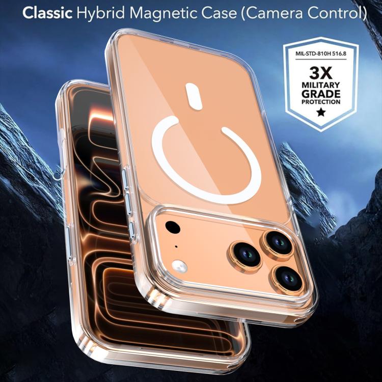 水晶透明磁吸手機殼，適用於 iPhone 17 Pro Max，適用於 iPhone 17 Pro