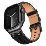牛仔縫線素皮錶帶，適用於 Apple Watch 46mm / 49mm / 45mm / 44mm