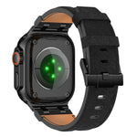 牛仔縫線素皮錶帶，適用於 Apple Watch 46mm / 49mm / 45mm / 44mm