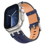 牛仔縫線素皮錶帶，適用於 Apple Watch 46mm / 49mm / 45mm / 44mm