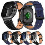 牛仔縫線素皮錶帶，適用於 Apple Watch 46mm / 49mm / 45mm / 44mm