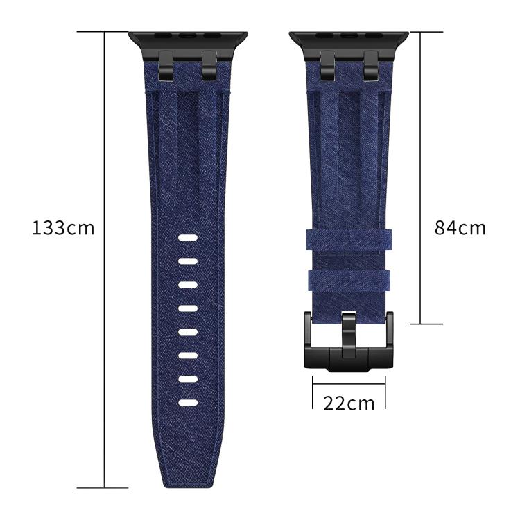 牛仔縫線素皮錶帶，適用於 Apple Watch 46mm / 49mm / 45mm / 44mm