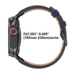 牛仔縫線素皮錶帶，適用於 Apple Watch 46mm / 49mm / 45mm / 44mm