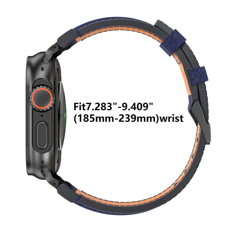 牛仔縫線素皮錶帶，適用於 Apple Watch 46mm / 49mm / 45mm / 44mm