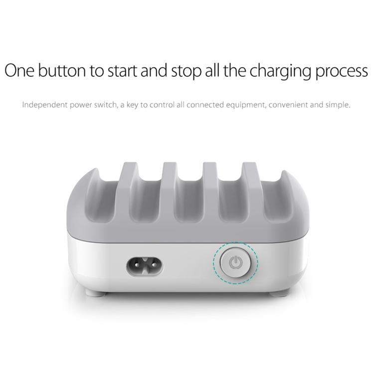 ORICO DUK-5P 40W 5 埠 USB 智能充電站，附支架，美規插頭、英規插頭、澳規插頭