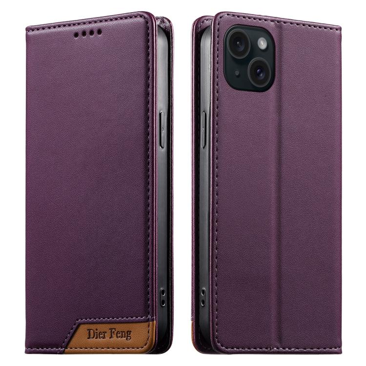 Dierfeng 拼接強磁 RFID 素皮手機殼，適用於 iPhone 16、iPhone 15 Pro Max、iPhone 15 Pro、iPhone 15 Plus、iPhone 15、iPhone 14 Plus、iPhone 14 / 13、iPhone 14 Pro