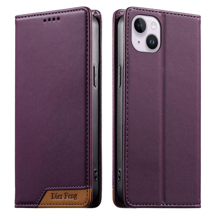 Dierfeng 拼接強磁 RFID 素皮手機殼，適用於 iPhone 16、iPhone 15 Pro Max、iPhone 15 Pro、iPhone 15 Plus、iPhone 15、iPhone 14 Plus、iPhone 14 / 13、iPhone 14 Pro