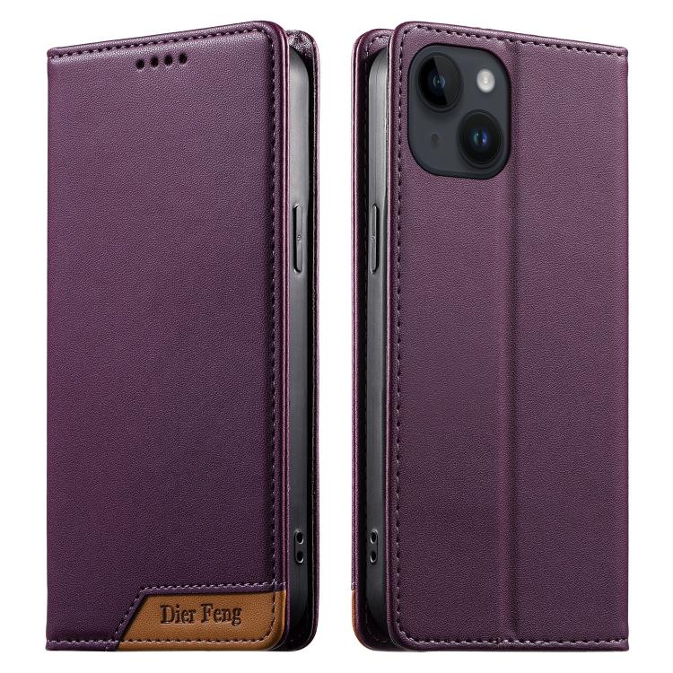 Dierfeng 拼接強磁 RFID 素皮手機殼，適用於 iPhone 16、iPhone 15 Pro Max、iPhone 15 Pro、iPhone 15 Plus、iPhone 15、iPhone 14 Plus、iPhone 14 / 13、iPhone 14 Pro