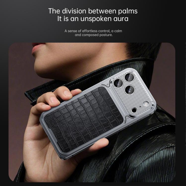 豪華皮革紋理磁吸金屬手機殼附彈簧扣，適用於 iPhone 17 Pro Max、iPhone 17 Pro