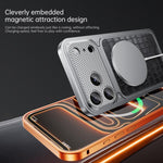 豪華皮革紋理磁吸金屬手機殼附彈簧扣，適用於 iPhone 17 Pro Max、iPhone 17 Pro