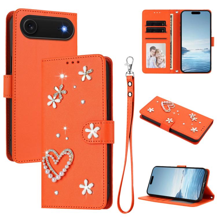 ZS01 雙層心花素皮手機殼附手腕帶，適用 iPhone 17e / 16e、iPhone 17 Pro Max、iPhone 17 Pro、iPhone 17、iPhone Air、iPhone 16 Pro Max