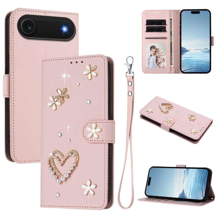 ZS01 雙層心花素皮手機殼附手腕帶，適用 iPhone 17e / 16e、iPhone 17 Pro Max、iPhone 17 Pro、iPhone 17、iPhone Air、iPhone 16 Pro Max