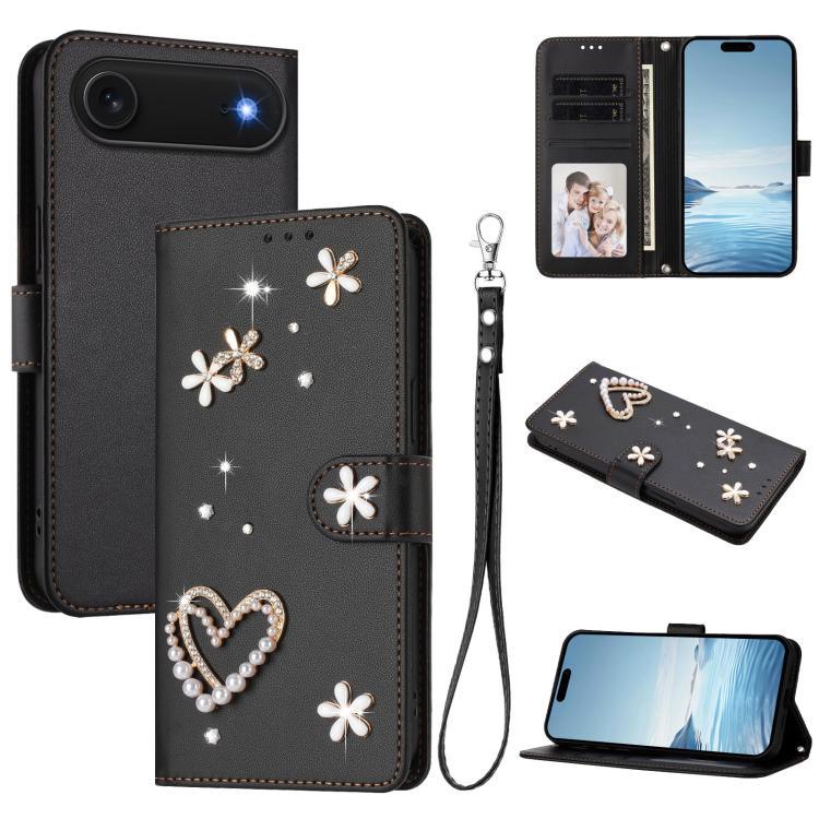 ZS01 雙層心花素皮手機殼附手腕帶，適用 iPhone 17e / 16e、iPhone 17 Pro Max、iPhone 17 Pro、iPhone 17、iPhone Air、iPhone 16 Pro Max