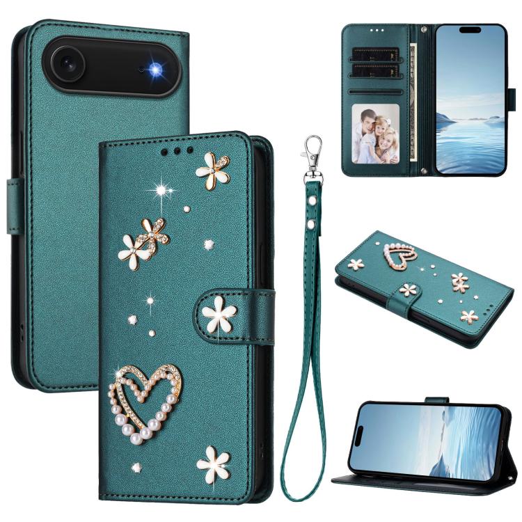 ZS01 雙層心花素皮手機殼附手腕帶，適用 iPhone 17e / 16e、iPhone 17 Pro Max、iPhone 17 Pro、iPhone 17、iPhone Air、iPhone 16 Pro Max
