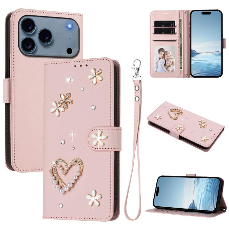 ZS01 雙層心花素皮手機殼附手腕帶，適用 iPhone 17e / 16e、iPhone 17 Pro Max、iPhone 17 Pro、iPhone 17、iPhone Air、iPhone 16 Pro Max