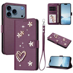 ZS01 雙層心花素皮手機殼附手腕帶，適用 iPhone 17e / 16e、iPhone 17 Pro Max、iPhone 17 Pro、iPhone 17、iPhone Air、iPhone 16 Pro Max