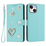 ZS01 雙層心花素皮手機殼附手腕帶，適用 iPhone 15、iPhone 14 Plus、iPhone 14 / 13、iPhone 14 Pro、iPhone 14 Pro Max、iPhone 13 Pro Max