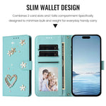 ZS01 雙層心花素皮手機殼附手腕帶，適用 iPhone 15、iPhone 14 Plus、iPhone 14 / 13、iPhone 14 Pro、iPhone 14 Pro Max、iPhone 13 Pro Max