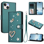 ZS01 雙層心花素皮手機殼附手腕帶，適用 iPhone 15、iPhone 14 Plus、iPhone 14 / 13、iPhone 14 Pro、iPhone 14 Pro Max、iPhone 13 Pro Max