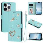 ZS01 雙層心花素皮手機殼附手腕帶，適用 iPhone 15、iPhone 14 Plus、iPhone 14 / 13、iPhone 14 Pro、iPhone 14 Pro Max、iPhone 13 Pro Max