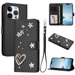 ZS01 雙層心花素皮手機殼附手腕帶，適用 iPhone 15、iPhone 14 Plus、iPhone 14 / 13、iPhone 14 Pro、iPhone 14 Pro Max、iPhone 13 Pro Max