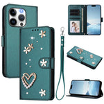 ZS01 雙層心花素皮手機殼附手腕帶，適用 iPhone 15、iPhone 14 Plus、iPhone 14 / 13、iPhone 14 Pro、iPhone 14 Pro Max、iPhone 13 Pro Max