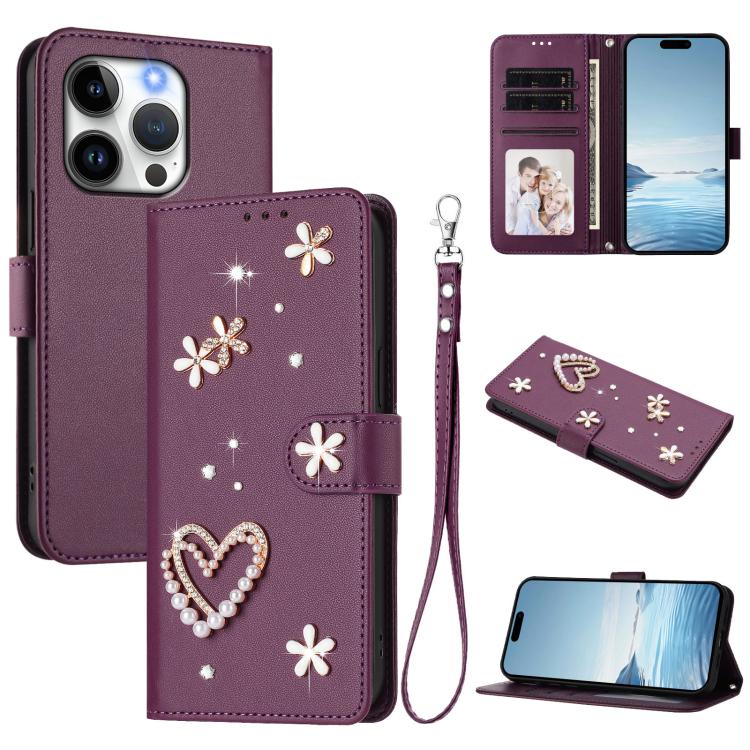 ZS01 雙層心花素皮手機殼附手腕帶，適用 iPhone 15、iPhone 14 Plus、iPhone 14 / 13、iPhone 14 Pro、iPhone 14 Pro Max、iPhone 13 Pro Max