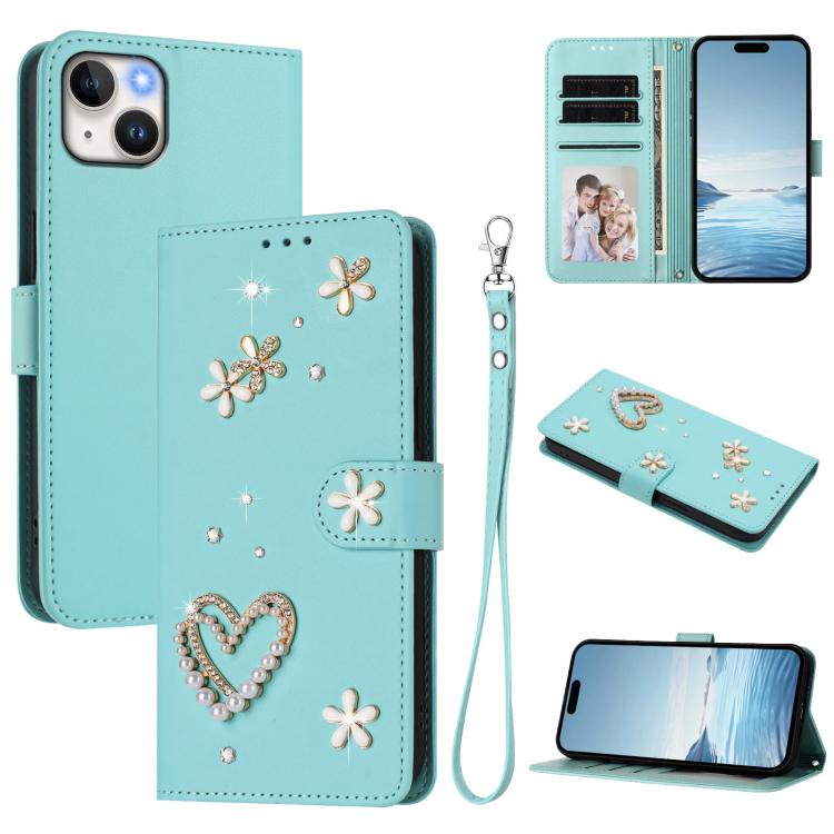 ZS01 雙層心花素皮手機殼附手腕帶，適用 iPhone 15、iPhone 14 Plus、iPhone 14 / 13、iPhone 14 Pro、iPhone 14 Pro Max、iPhone 13 Pro Max