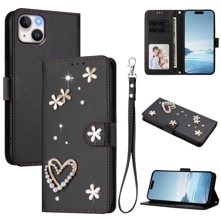 ZS01 雙層心花素皮手機殼附手腕帶，適用 iPhone 15、iPhone 14 Plus、iPhone 14 / 13、iPhone 14 Pro、iPhone 14 Pro Max、iPhone 13 Pro Max