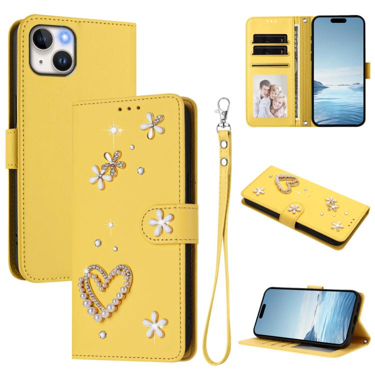 ZS01 雙層心花素皮手機殼附手腕帶，適用 iPhone 15、iPhone 14 Plus、iPhone 14 / 13、iPhone 14 Pro、iPhone 14 Pro Max、iPhone 13 Pro Max