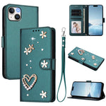 ZS01 雙層心花素皮手機殼附手腕帶，適用 iPhone 15、iPhone 14 Plus、iPhone 14 / 13、iPhone 14 Pro、iPhone 14 Pro Max、iPhone 13 Pro Max
