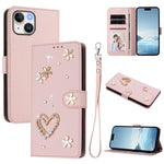 ZS01 雙層心花素皮手機殼附手腕帶，適用 iPhone 15、iPhone 14 Plus、iPhone 14 / 13、iPhone 14 Pro、iPhone 14 Pro Max、iPhone 13 Pro Max