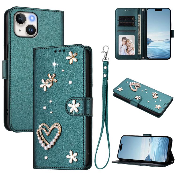 ZS01 雙層心花素皮手機殼附手腕帶，適用 iPhone 15、iPhone 14 Plus、iPhone 14 / 13、iPhone 14 Pro、iPhone 14 Pro Max、iPhone 13 Pro Max