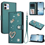 ZS01 雙層心花素皮手機殼附手腕帶，適用 iPhone 13 Pro、iPhone 12 / 12 Pro、iPhone 12 Pro Max、iPhone 11 Pro Max、iPhone 11、iPhone 11 Pro