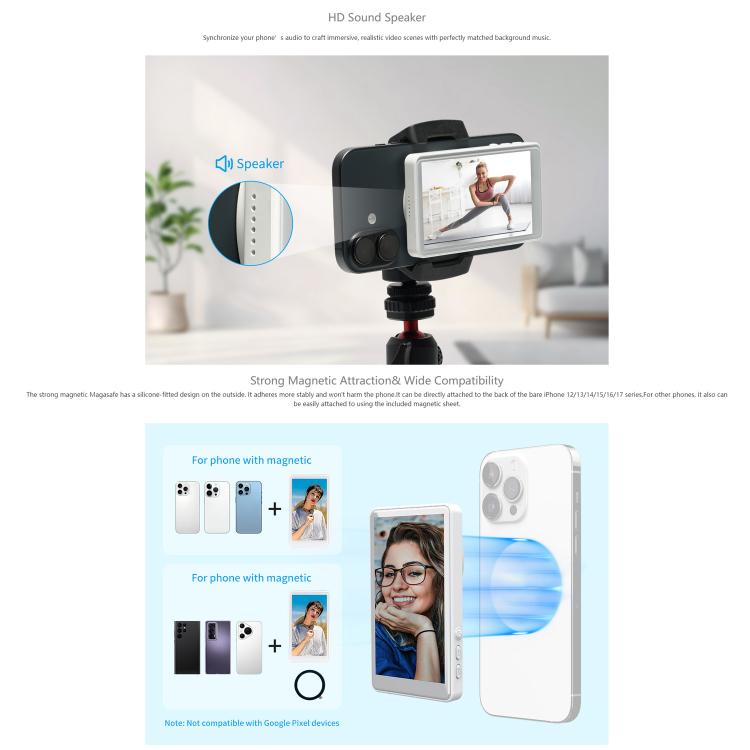 FEELWORLD MC4 Vlog 直播用自拍螢幕監視器 磁吸背面 無線連接附遙控器