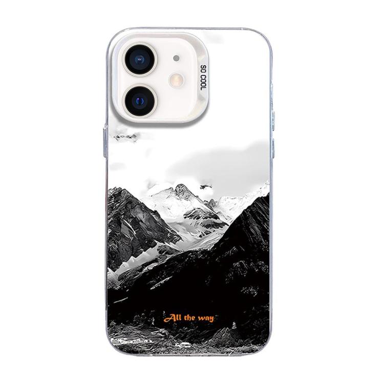 山脈圖案銀色 PC 混合 TPU 手機殼，適用於 iPhone 12 mini、iPhone 11 Pro Max、iPhone 11、iPhone 11 Pro、iPhone XS / X、iPhone XR、iPhone XS Max、iPhone 8 Plus / 7 Plus