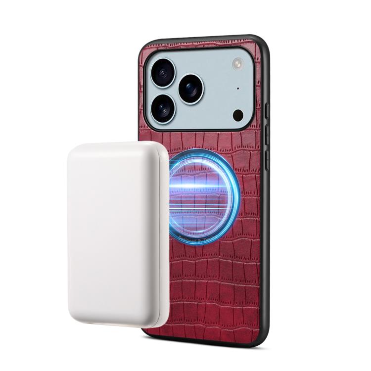 Denior A09 鱷魚紋 PU 素食皮革磁吸手機殼，適用於 iPhone 17 Pro Max，適用於 iPhone 17 Pro